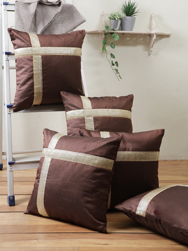Cushion Cover Set of 5, Coffee Brown for Home